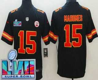Mens Kansas City Chiefs #15 Patrick Mahomes Limited Black Super Bowl LVII Vapor Jersey->kansas city chiefs->NFL Jersey